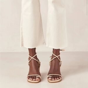 Grace Corn Cream Vegan Leather Sandals, sz 39